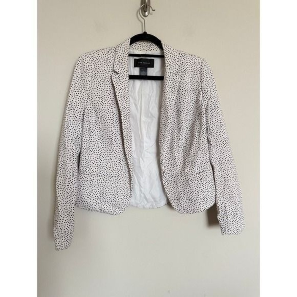 Ann Taylor White Black Polka Dot Blazer Jacket Career Office - Size Medium - Picture 2 of 10